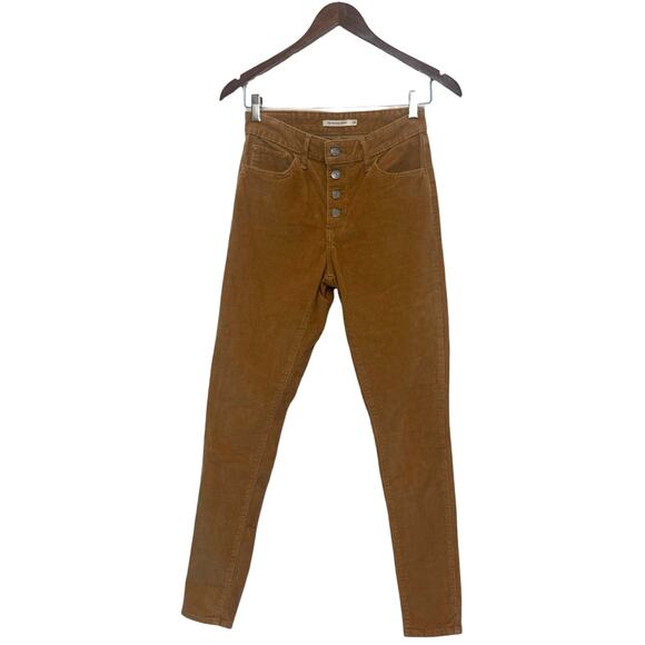 Levi's 721 Corduroy High Rise Button Fly Skinny Ice Coffee Brown Jeans Waist 26 - Picture 2 of 10